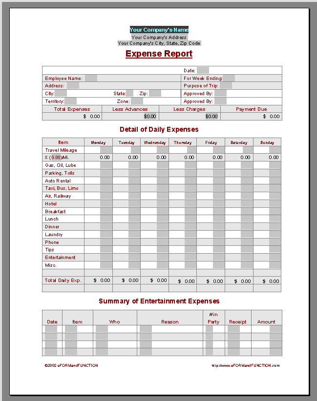 expense report template. Expense Report Template
