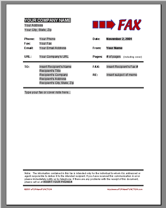 fax cover page. To view, click here.