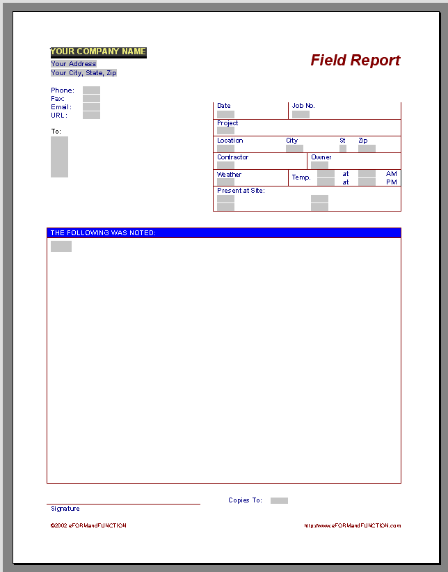 Microsoft Word Field Report Template